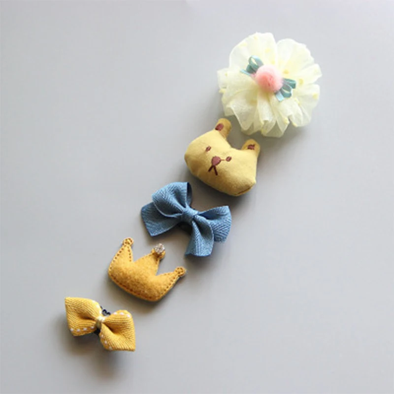 child safety seat 5pcs/Set Toddler Mini Cartoon Hair Clips Cloth Animal Bows Hair Bowknot for Baby Girls Flower Toddlers Kids Princess Hair Pins new born baby accessories	 Baby Accessories