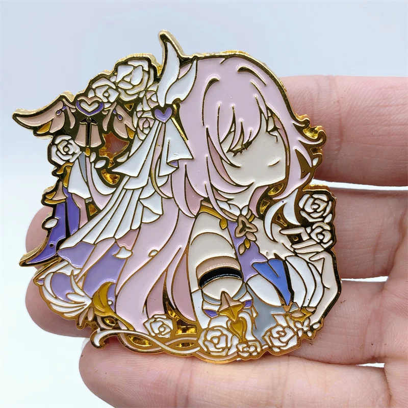 Honkai Impact 3 Elysia Spilla Accessori In Metallo Gioco Anime Ciondolo Cosplay Prop Uomo Donna Zaino Distintivo Regalo