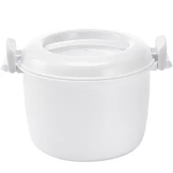 손잡이가 있는 전자 레인지 밥솥, BPA 프리, 사용하기 쉬운 찜기 용기 밥솥 컵 조리기구, 흰색, 직경 14 / 15.5cm