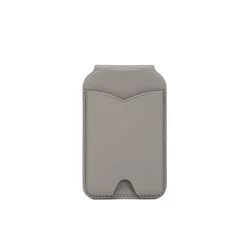 Magnetic Wallet Stand with Mirror and Adjustable Kickstand - PU Leather Card Holder & Phone Holder (Grey)