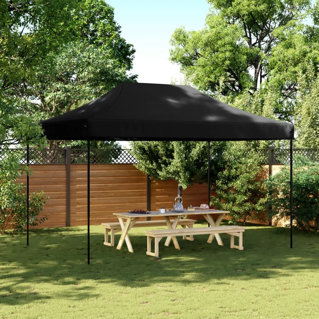 Faltbare, ausziehbare schwarze Partyzelt 440x292x315 cm, perfekt für Feiern, Events und Urlaub. – Detail 1