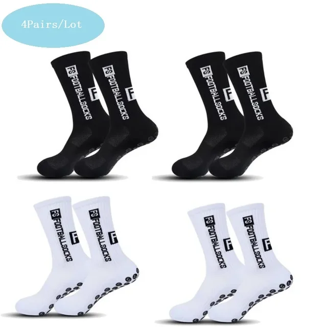 4 Pairs Men's Soccer Socks with Grip Non Slip Anti Slip Athletic Socks with Cushion Pads for Football Basketball Hockey 6
