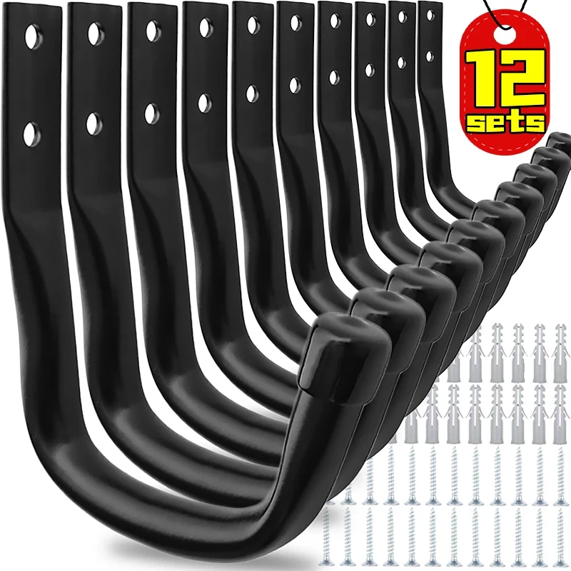 Heavy Duty Metal Garage Storage Hooks | Wall-Mounted Utility J-Hangers