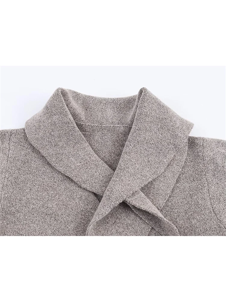 Women Solid Knitted Sweater Street Casual Single Breasted O-neck Full Sleeve Loose Open Stitch Top Female Scarf Decor Knitwear