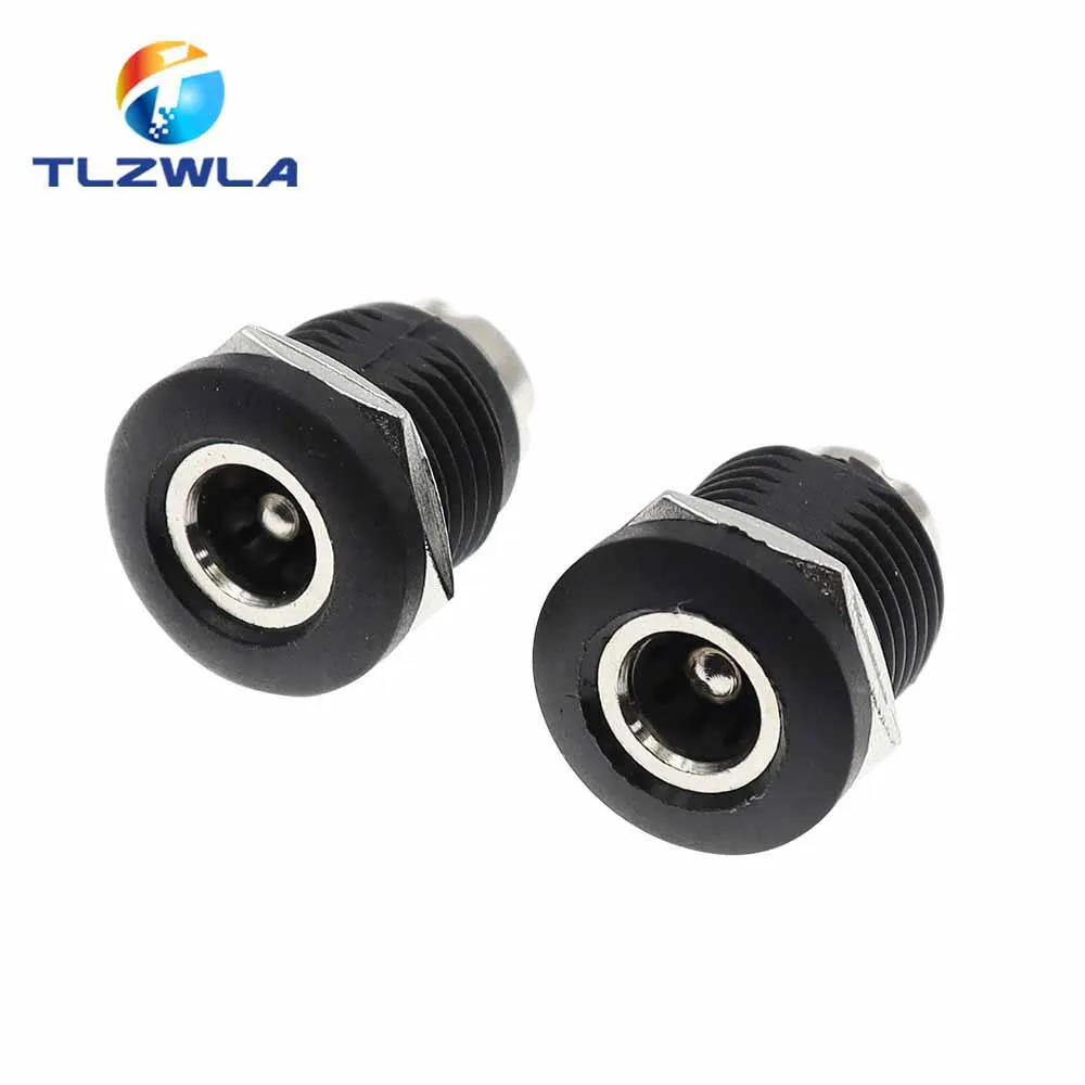 5PCS DC-022D 5.5*2.1mm / 5.5x2.5mm DC Power Plug Socket Connector With Nut Panel Mounting Jack Adaptor DC-022