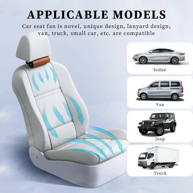 Car Interior Rear Headrest Fan Portable Car Seats Fan for Front Rear Seat Passenge USB Plug In Auto Seat Fans Auto Accessories