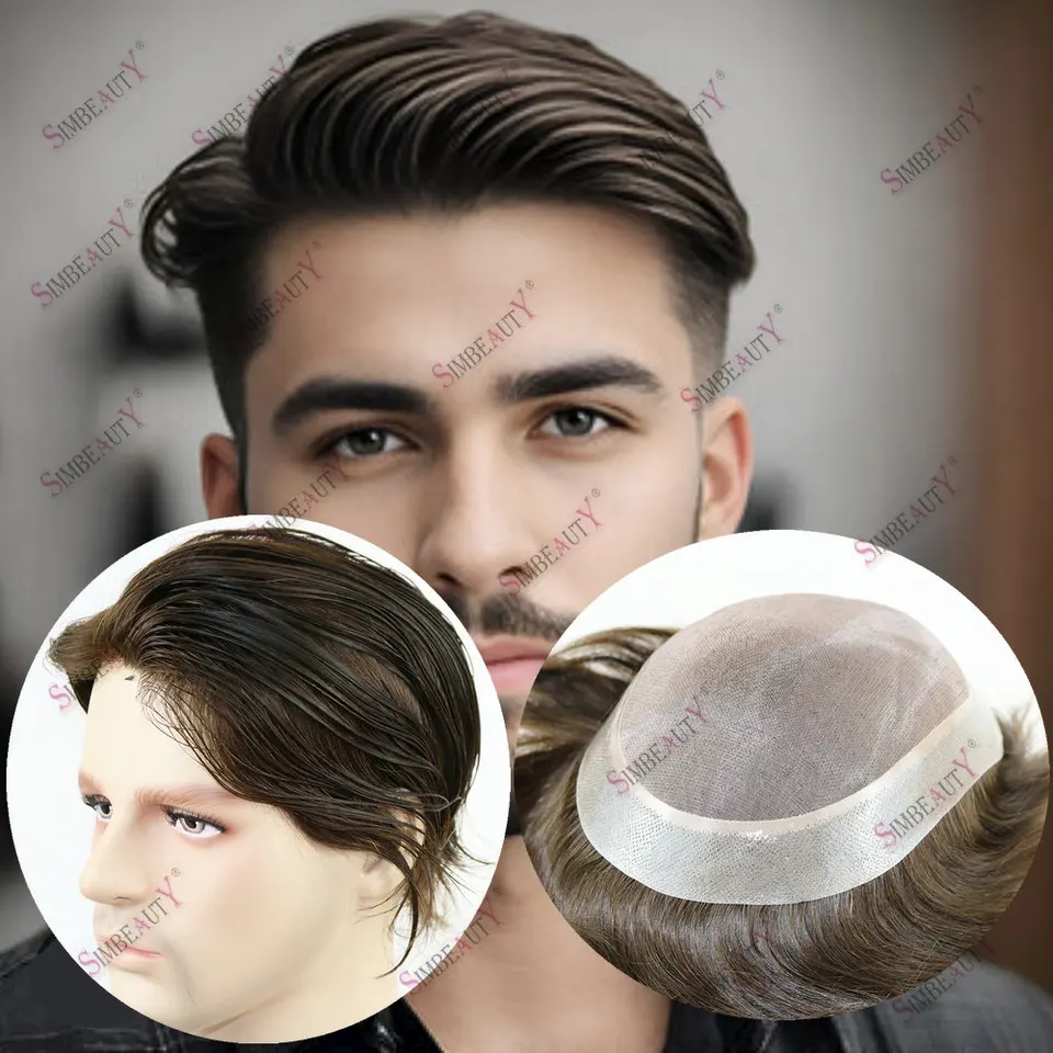 Sistemi Di Sostituzione Dei Capelli Per Uomo #1B Off Parrucchino Nero - Foto 12