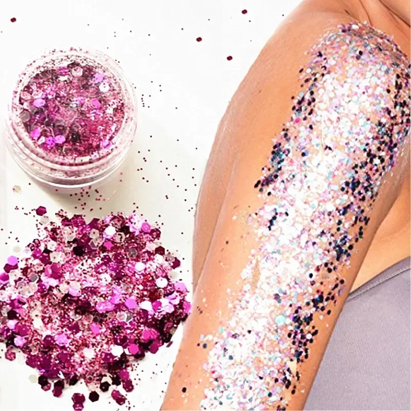New Hybrid Sequins Glitter Round Colorful Glitter Pots Nail Face body Shadow Glitter Beauty Makeup Shinning Glitterer Powder 3