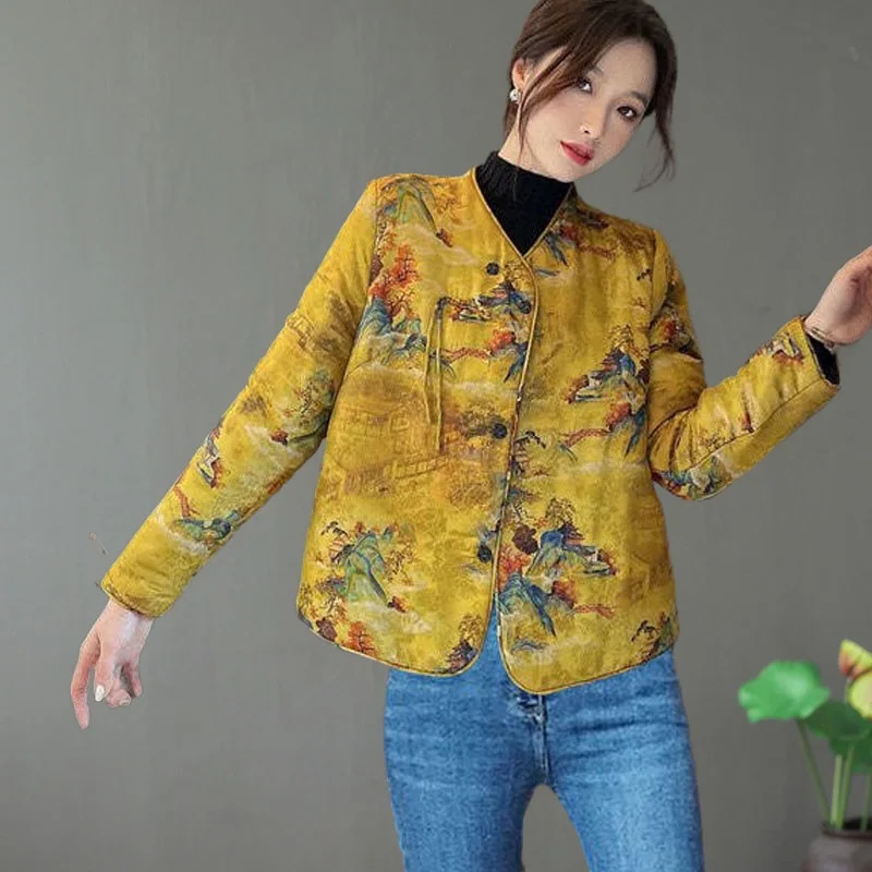 Chinese New Year Clothes For Women New Winter Tang Suit Jacket Hanfu Long Sleeve Chinese Style Women Warm Coats 13042