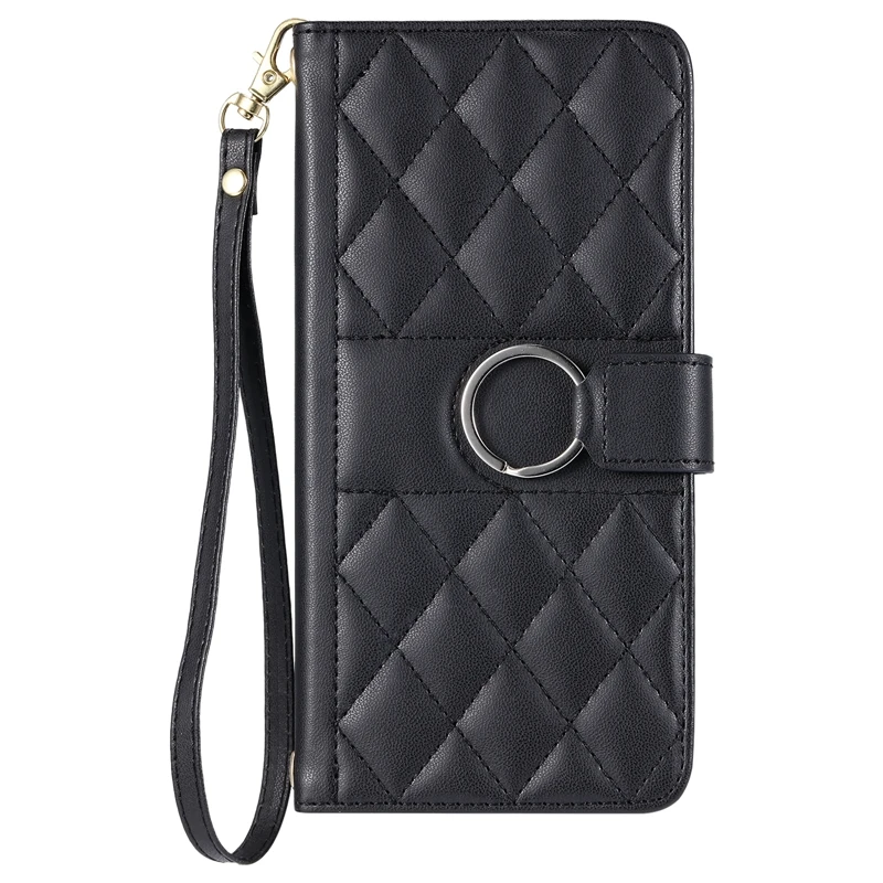 Rhombus Leather Wallet Case with Card Slots and Book Cover Design