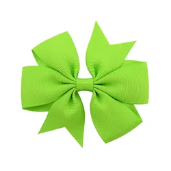 Vibrant Grosgrain Ribbon Hair Bows Clips (20 Fruit Green)