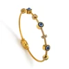 Lucky Dvil's Eye Bracelet Stainless Steel Blue Evil Eye Golden Thin Cuff Bangle with Rhinestones For Men Women Fashion Jewelry 1