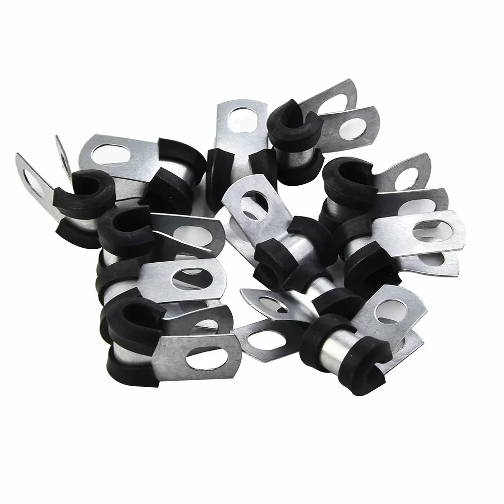 Metal P Clips 12pcs Rubber Lined Wiring Hose Pipe Clamp for Camper Hydraulic
