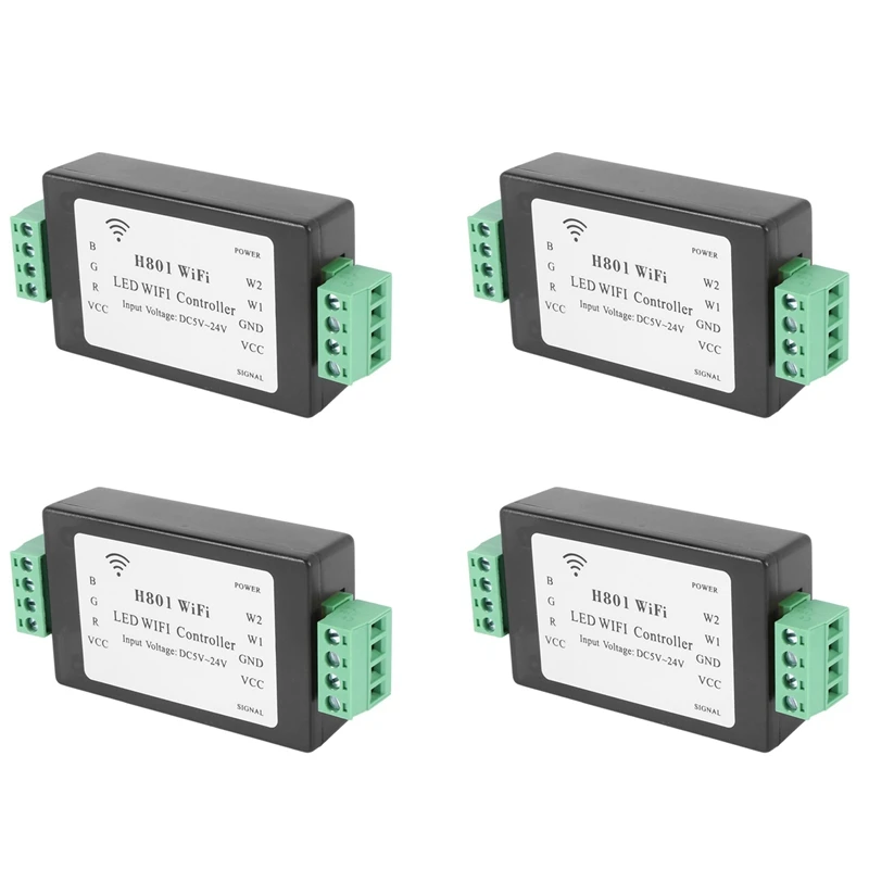 

4X H801 RGBW LED WIFI Controller LED RGB Controller DC5-24V Input For 5050 2835 3528 SMD LED Strip Light Tape Ribbon