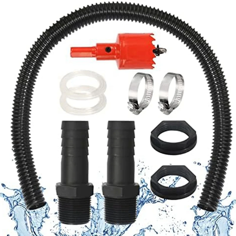 

Butt Connection Kit 2 Water Butt Through 1 Inch 100 Cm Connection Hose 25 Mm And Hole Opener,For Rainwater Barrels