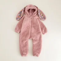 Autumn Winter Baby Girls Boys Rabbit Romper Newborn One-piece Jumpsuit Hooded Pajamas Boys Plush Homewear Outfits Baby Costume 5
