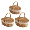 Picnic Basket, Wicker Basket, Sturdy Woven Body with Removable Liner, Outdoor Camping Basket for Birthday, Gift Basket for 2