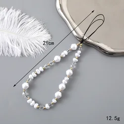 Elegant Pearl Phone Charm Chain - ABS (Yellow / Gold)