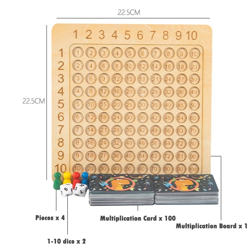 Educational Toys Wooden Montessori Multiplication Board Game Kids Learning Educational Toys Math Counting Hundred Board Interactive Thinking Game educational toys board games math toys learning board toy