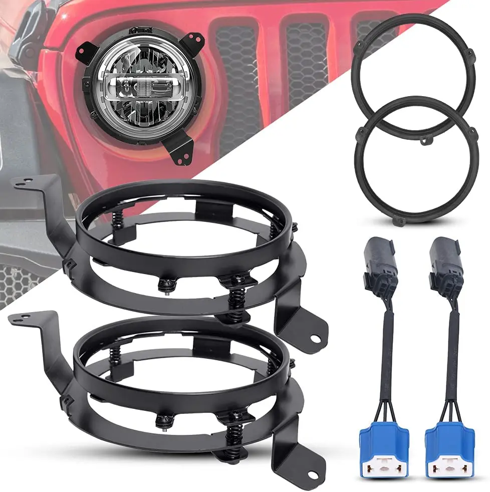 Staffe Di Montaggio Per Fari Sinistro E Destro Con Tutte Le Regolazioni Con Adattatori Speciali Per Fari Jeep Wrangler Jl Da 7 Pollici 2018 2019