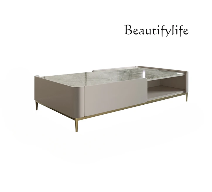 

Italian Affordable Luxury Style Stone Plate Coffee Table TV Cabinet Combination Modern Simple Storage Rectangular Tea Table