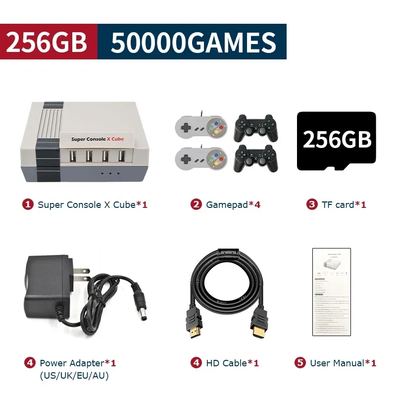 B-M Super Console X Cube S905 Retro Video Game Consoles Support Multi-player TV Gaming Box Up To 256GB 50000 Classic Games