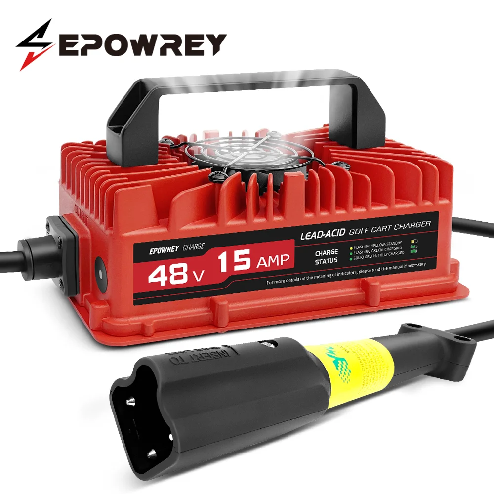 

EPOWREY Golf Cart Battery Charger Club Car 48V 15A 800W Waterproof Portable Car Lead-acid Battery Charger For Yamaha G29