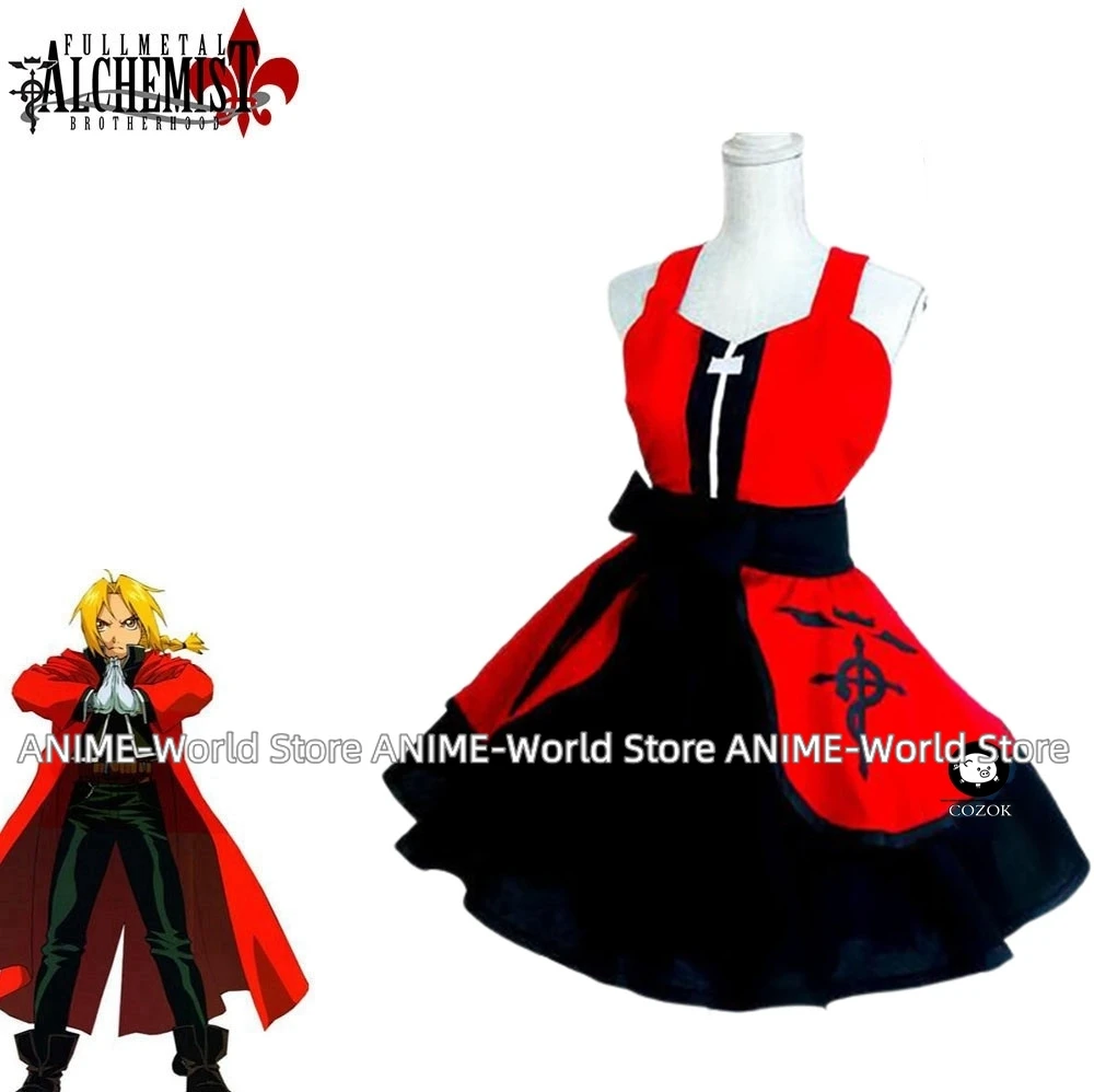 

Anime Fullmetal Alchemist Cosplay Costume Edward Elric Women lolita Dress Kimono Cosplay Costume Cutome-Made Halloween cosplay B