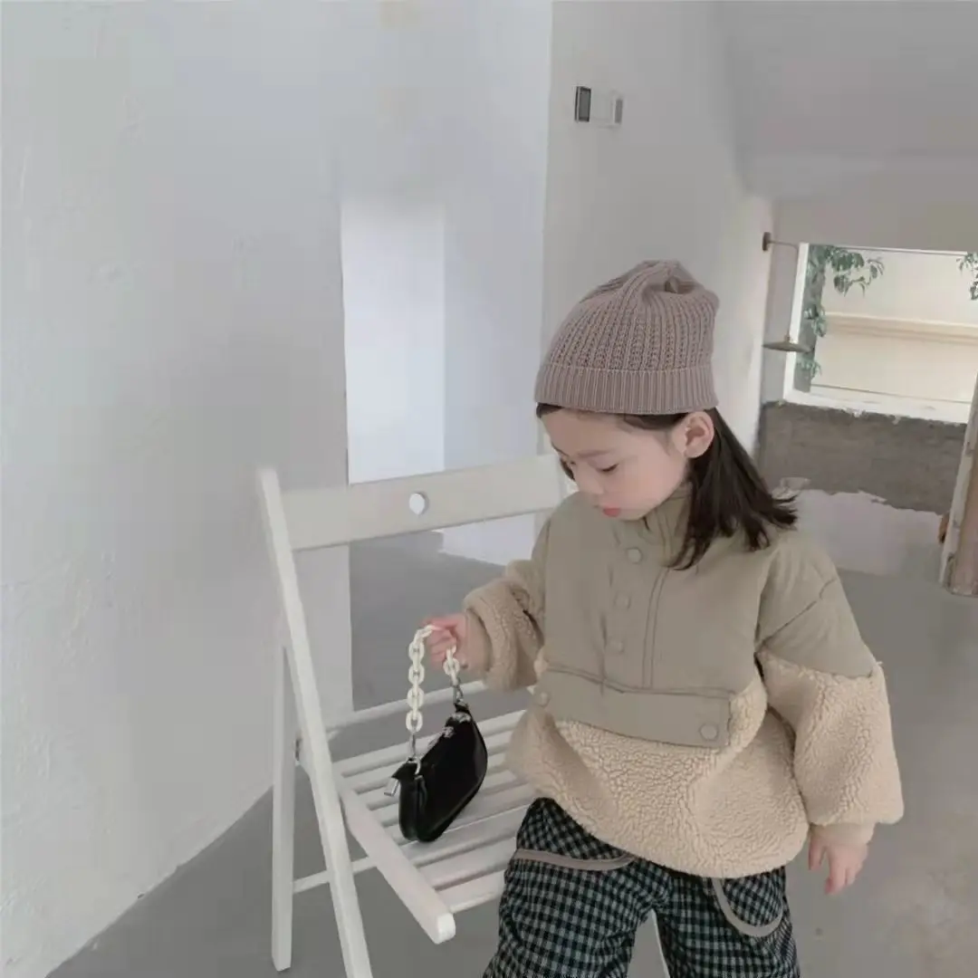 Outerwear Coat Parkas O-neck Collar Single Breasted Solid Regular Cotton Fashion Simple Cute Warm Winter Autumn Girls girls coat