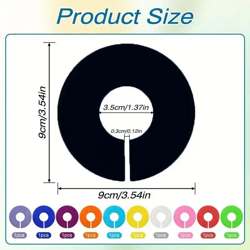10Pcs Plastic Clothing Rack Size Dividers Round Hangers Closet Dividers Garment Tags Size Marking Ring