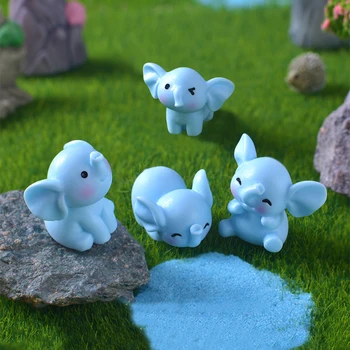 Cartone animato carino elefante blu micro paesaggio ornamenti decorativi da tavolo mini elefante gadget fai da te figurine per la casa statua 1
