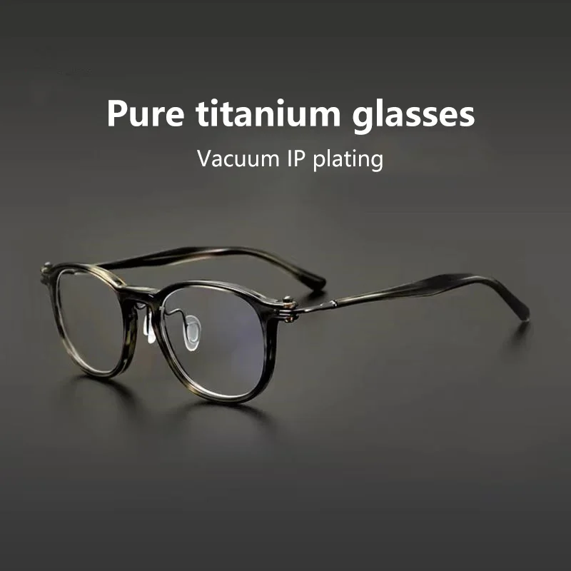 

2023 New Pure Titanium Glasses Frame Women Fashion Retro Round Prescription Eyeglasses Man Vintage Myopia Optical Eyewear