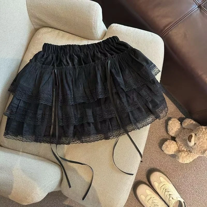 Y2K Cute Cake Skirt Women High Waist Mini Pleated A-Line Skirt Japanese Kawaii Vintage Female Sweet Vintage Party Streetwear 3