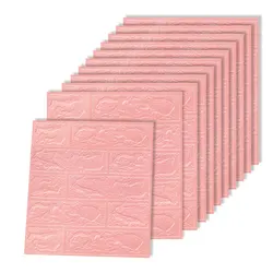 3D Decorative Self-adhesive Anti-collision Wall Stickers - Set of 10 - 38x 35cm 10pc (Pink)