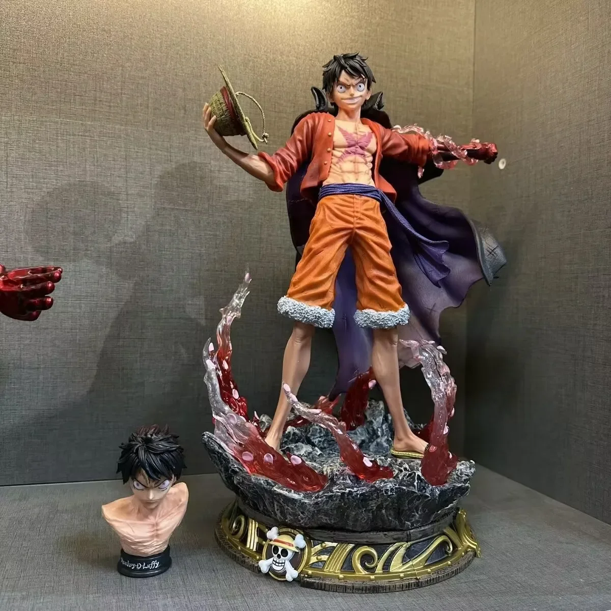 

40cm One Piece Anime figures Monkey D Luffy Figurine Sakura 2 Heads Statue Gk Pvc Collectible Model Decoration Ornament Toy Gif