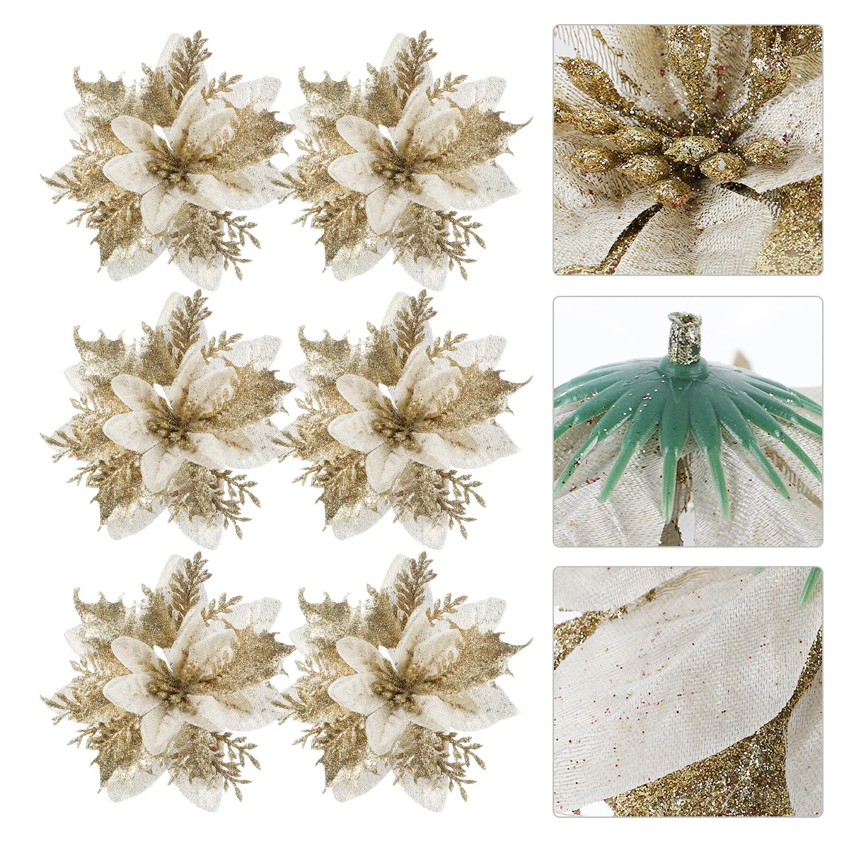 

12mm Christmas Flowers Christmas Tree Decorations Artifical Fake Flower Xmas Ornaments Navidad New Year Party Supplies