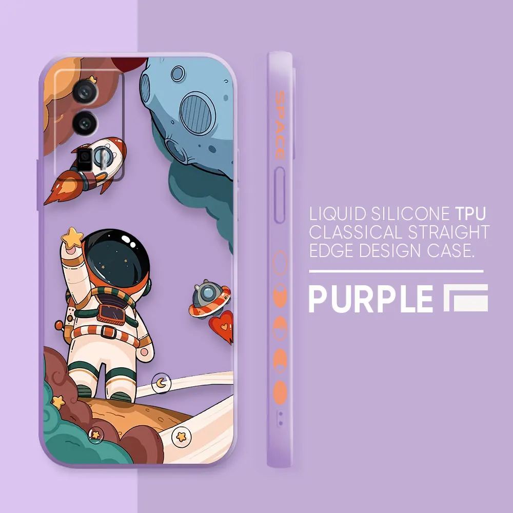 thumbnail image 1 of Case For Redmi K60E K50 K40S K40 K30 K20 10C 9 8A 8 Pro 4G 5G Colour Simple Liquid silicone Case Cute Cartoon Spaceman Astronaut, 1 of 5