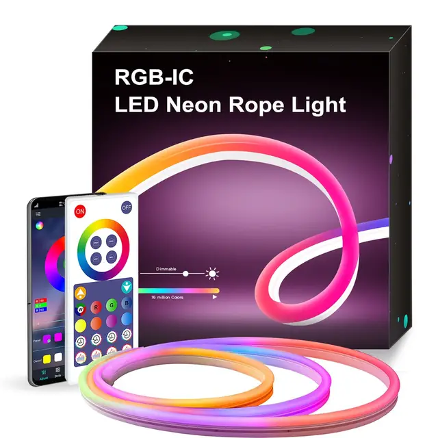 3m Dc5v Led Pixel Flexible Neon Rope Light,with Power Adaptor And App & Remote Controller - Led Strip - AliExpress