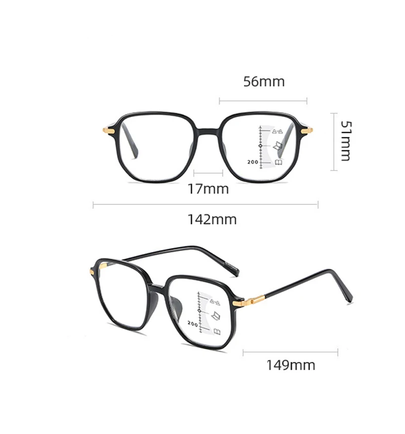 Progressive Multifocal Reading Glasses Anti Blue Light Presbyopia Eyeglasses Near Far Sight Spectacles Hyperopia Diopter To +4.0 6