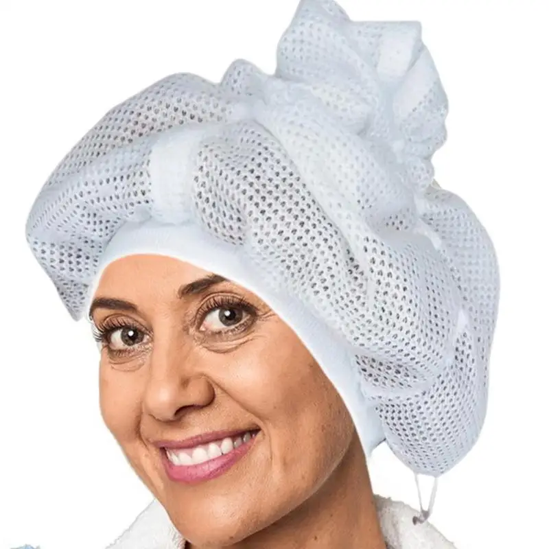 Reusable Net Plopping Bonnet Mesh Soulta Net Plopping Bonnet Adjustable Hair Drying Hoods Hair Net Snoods with Drawstring