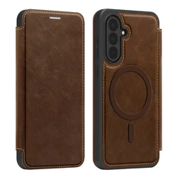 Enhanced Wireless Charging Leather Flip Case with Card Pockets and Magnetic Closure - Galaxy A26 (Coffee)