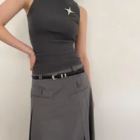 Ceintures à la mode pour femmes, noires, simples et fines, en PU, pour pantalons, jupes, polyvalentes, décontractées pour étudiants 4
