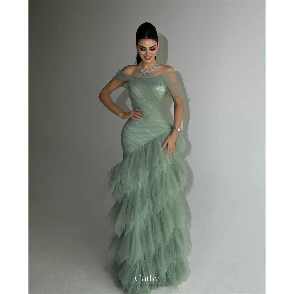 Cathy Customized Purple Luxury Rhinestones Mermaid Prom Dress Off The Shoulder vestidos de noiva Floor-length Formal Evening main image 0