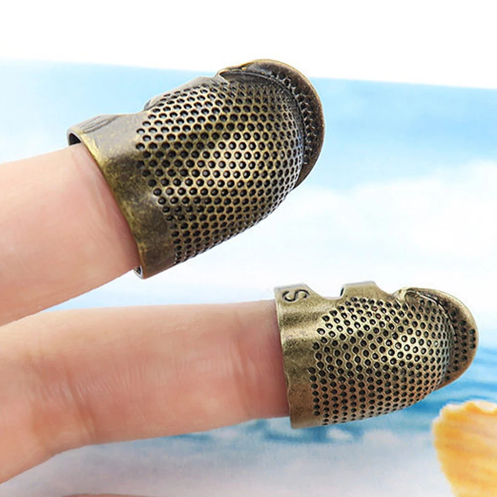 Bronze Antique Thimble Ring Adjustable Thread Pressing Thimble Handworking Anti Slip Needle Hoop Practical Sewing Accessories
