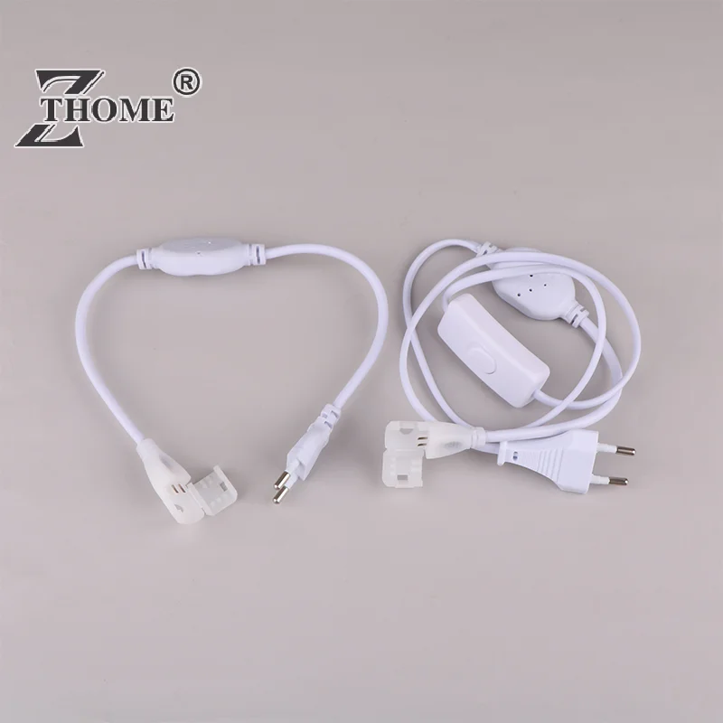 Power Adapter Led Strip Cable Button Light Switch Kit Splitter Connectors Cable EU Plug For 220v COB LED Strip Power Supply Plug Fast Connector With Button Switch Cable For IP67 10mm COB Strip