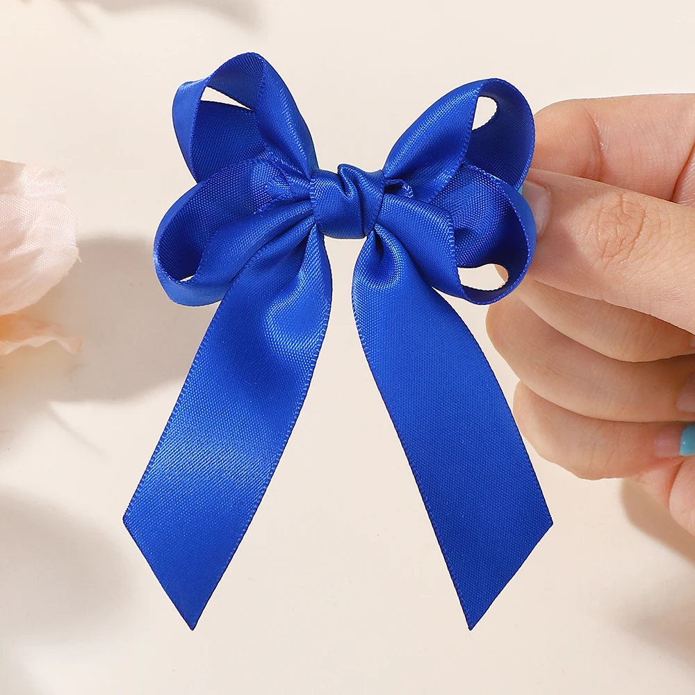 2pcs/set Large Satin Ribbon Bows Hair Clip for Women Girls Sweet Ponytail Holder Bowknot Hairpin Barrettes Hair Accessories Gift