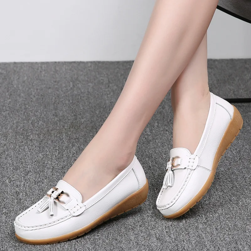 Spring autumn women genuine leather loafers flats moccasins shoes