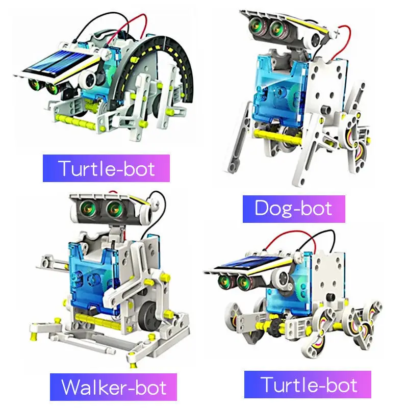 Solar Robot Kit Sparkling DIY Educational STEM Toys for 8-11 Year Old Boys Interactive 13 in 1 Gift Set