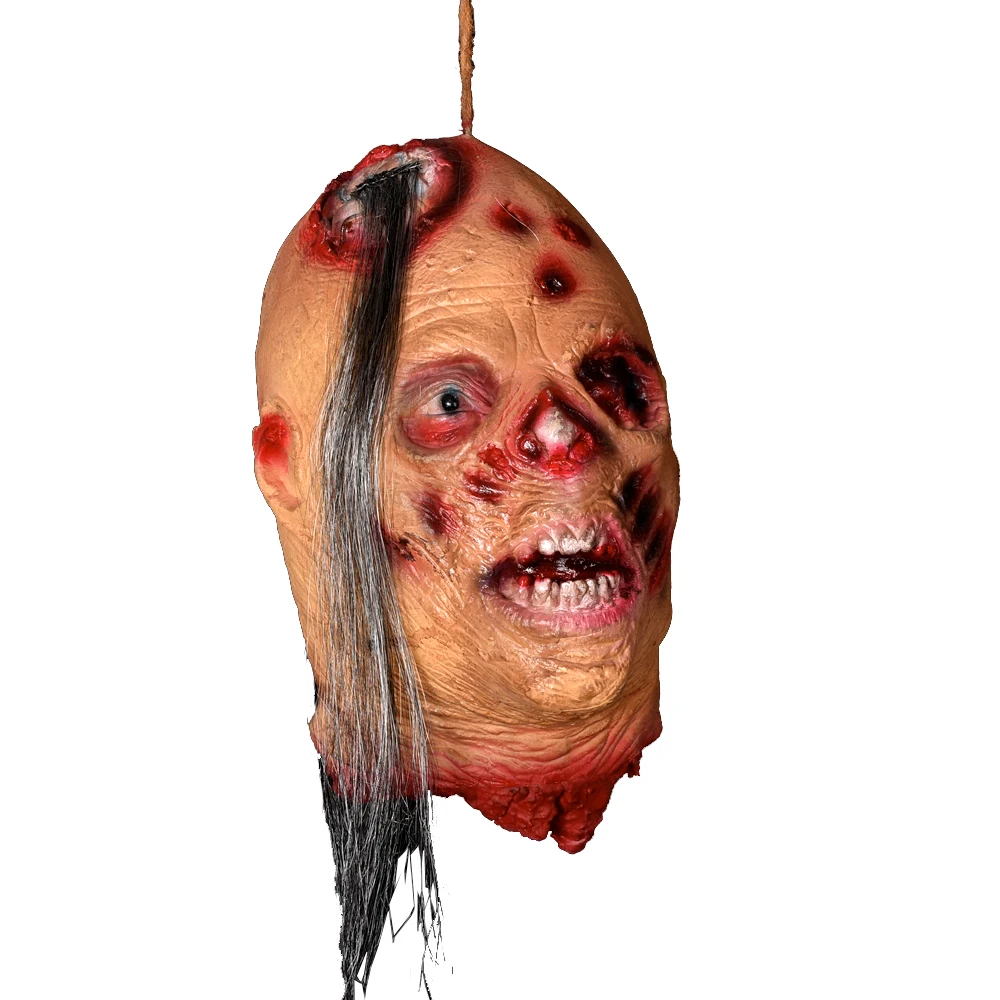 

Bloody Hanging Corpse Head Halloween Outdoor Indoor Decoration Life-size Severed Zombie Head Haunted House Party Decor Props