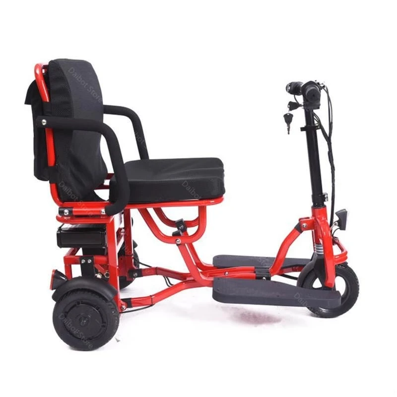 8 Inch Electric Bike 48V 300W Three Wheels Electric-tricycle Removable Battery Red/Black Portable Electric Scooter For Disabled